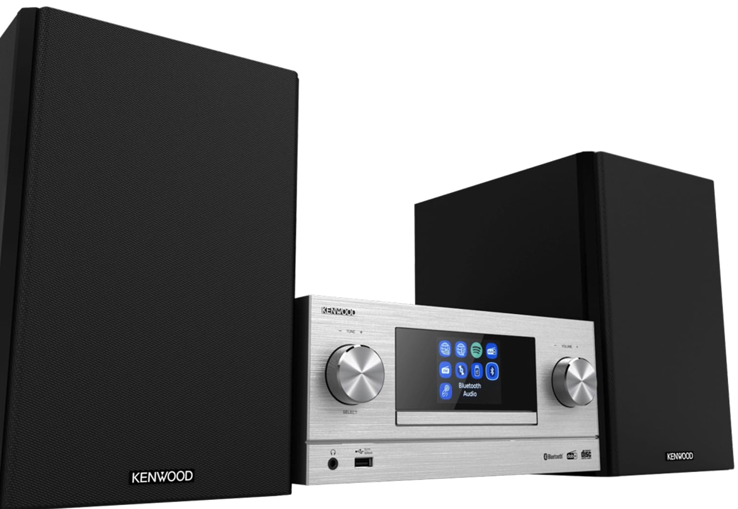 Kenwood M-9000S-S – inteligentny system Micro Hi-Fi z radiem internetowym, DAB+, CD/USB i strumieniowym przesyłaniem audio, kolor srebrny