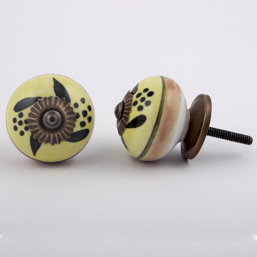 IndianShelf 2 Packs Multicolor Tiger Paw Ceramic Luxury Drawer Knobs for Kitchen Cabinet Hardware Door Pulls Decorative Dresser Home