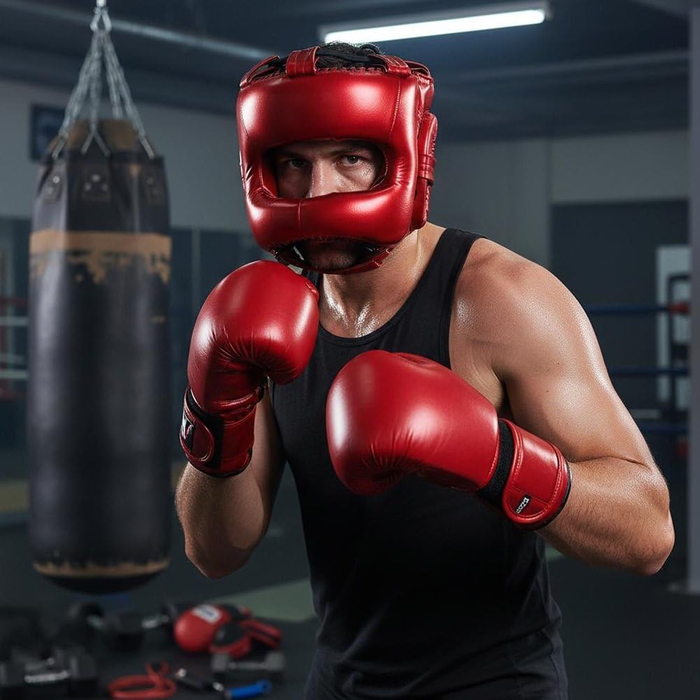 Dianzan Osłony ochronne na głowę treningową, kickboxing, boks tajski, wyściełany kask ochronny do ochrony policzków, czoła i uszu