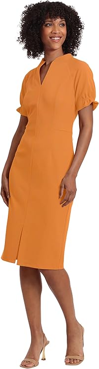 Maggy London Women's Notch Neck Sleek Sheath Dress Office Workwear