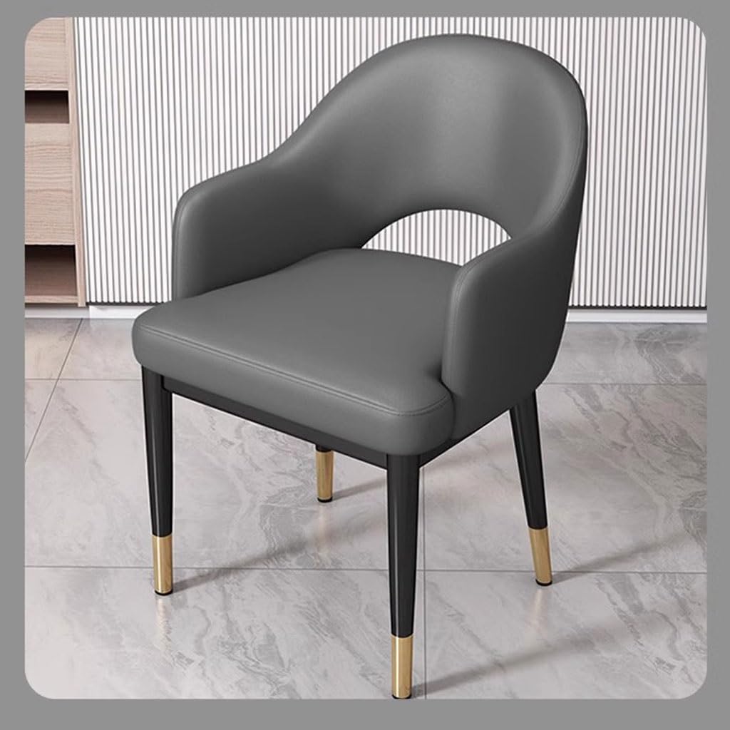 Lot de 6 chaises de salle à manger modernes en cuir litchi gris foncé – Fauteuils élégants pour cuisine, salon, bureau à domicile, salle à manger et loisirs