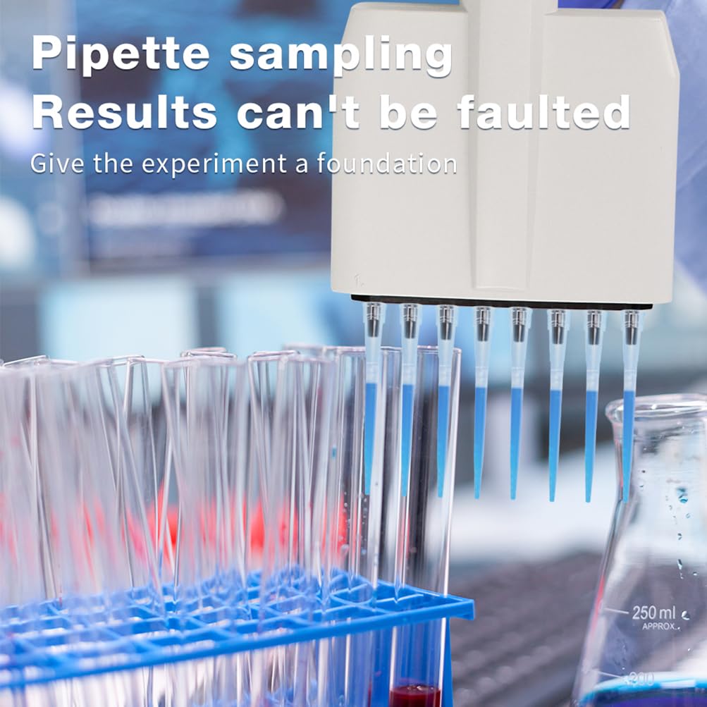 Micropipetta da Laboratorio, pipettatori multicanale a 8 canali con Volume Regolabile Automatico, Volume Regolabile da 0,5-10 µL, Finestra Digitale/intervallo Regolabile, per campionamento preciso