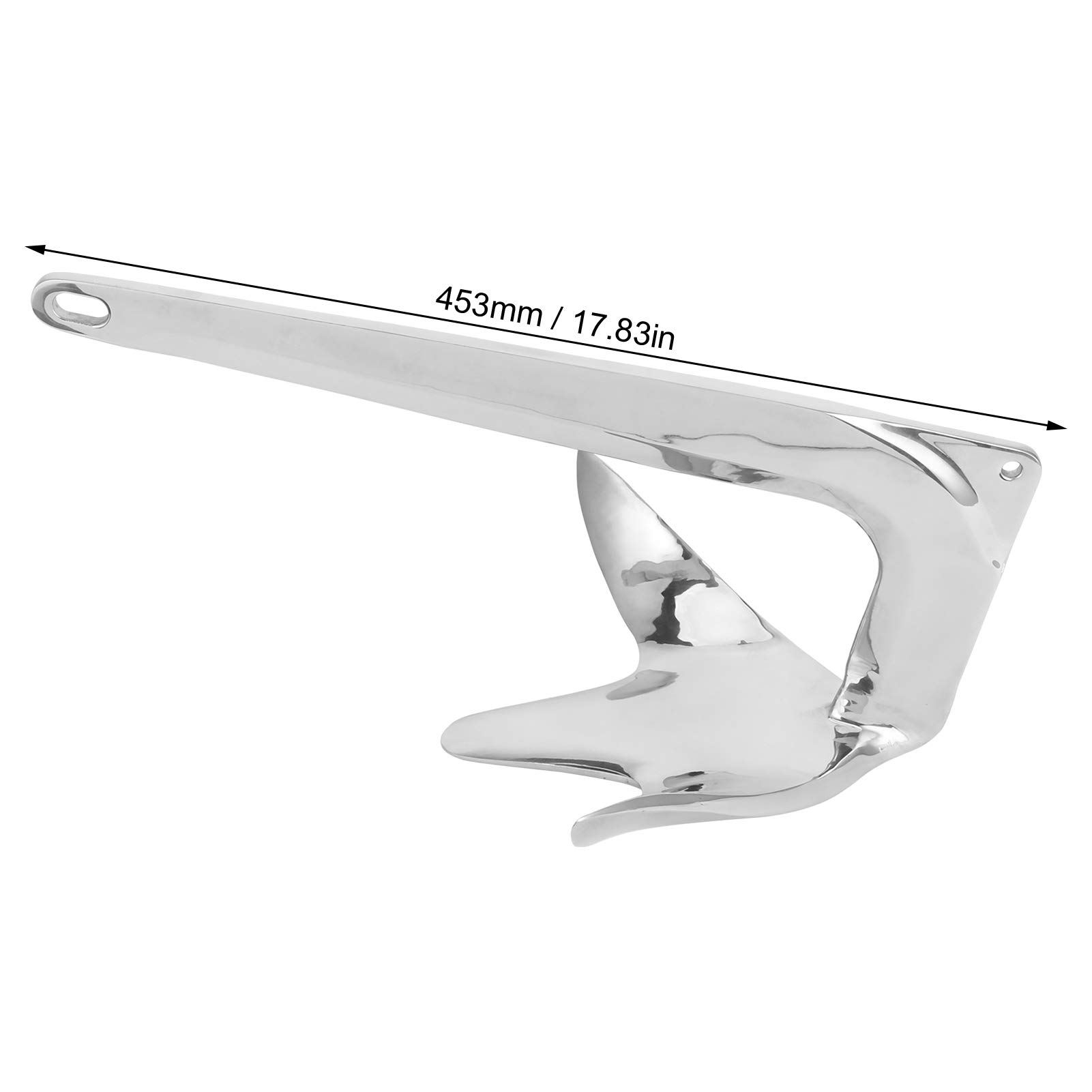 flexman 11 Lb/5 Kg Klauenkraftanker, P!Olierter Bruce Style Grapn aus Edelstahl 316, Robuster Dreiecksanker für Schlauchboote, Kajaks, Yachten und Boote
