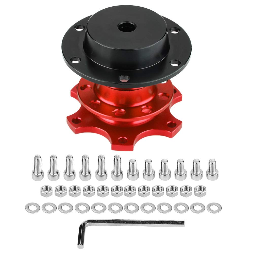 Adaptateur De Moyeu De Volant Racing Quick Release Amovible Snap Off Kit En Alliage D'Aluminium Universel(Rouge) pour