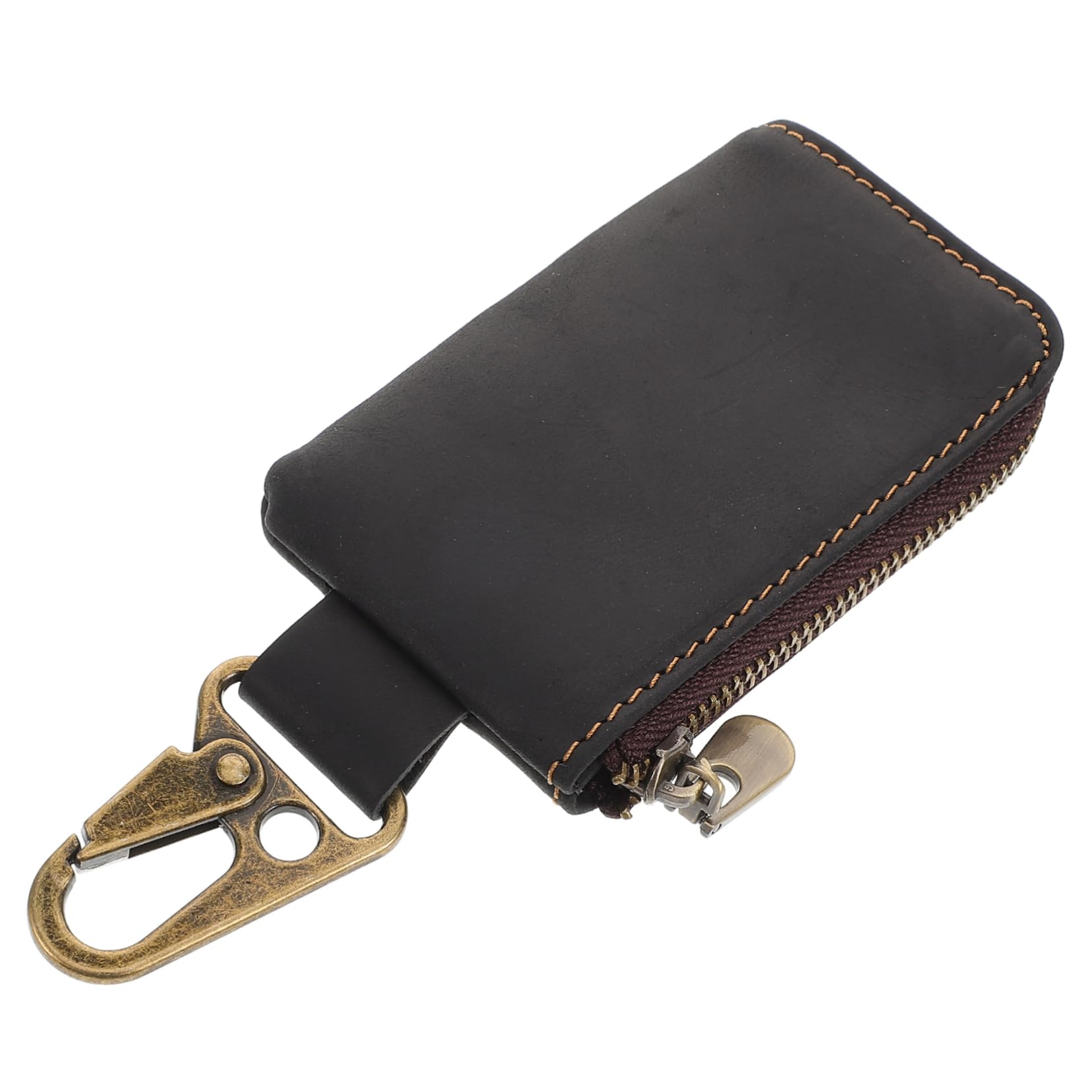 Ipetboom Men's Leather Keychain Wallet with Zipper Closure Coin Purse for Earphones and Keys Compact Pouch for Business and Travel Elegant and Versatile Design