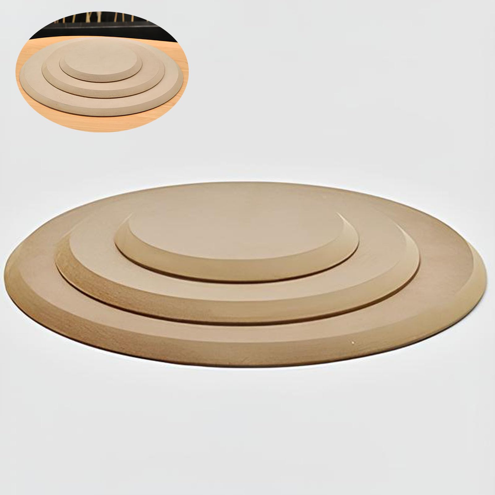 3 Pièces Moule en Céramique Plaques et Artisanat, Moule Rond en Bois