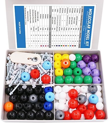Swpeet 240 Pcs Molecular Model Kit for Organic and Inorganic Chemistry, Chemistry Molecular Model Student and Teacher Set 86 Atoms & 153 Bonds & 1 Short Link Remover Tool