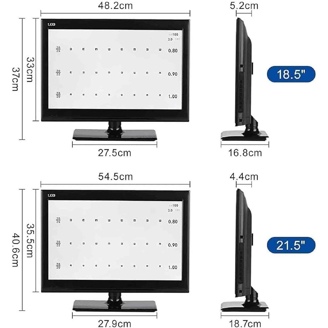 Tableau D'acuité Visuelle Numérique,Tableau Oculaire électronique LCD Haute Résolution pour Optométrie,Appareil Mesure Vision avec Distance Mesure Réglable (1 à 6 M),pour Examen La Vue,18.5in