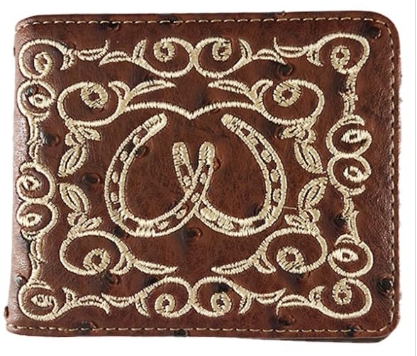 Horse Shoe Wallet Western Bifold Check Book Style W086 brown