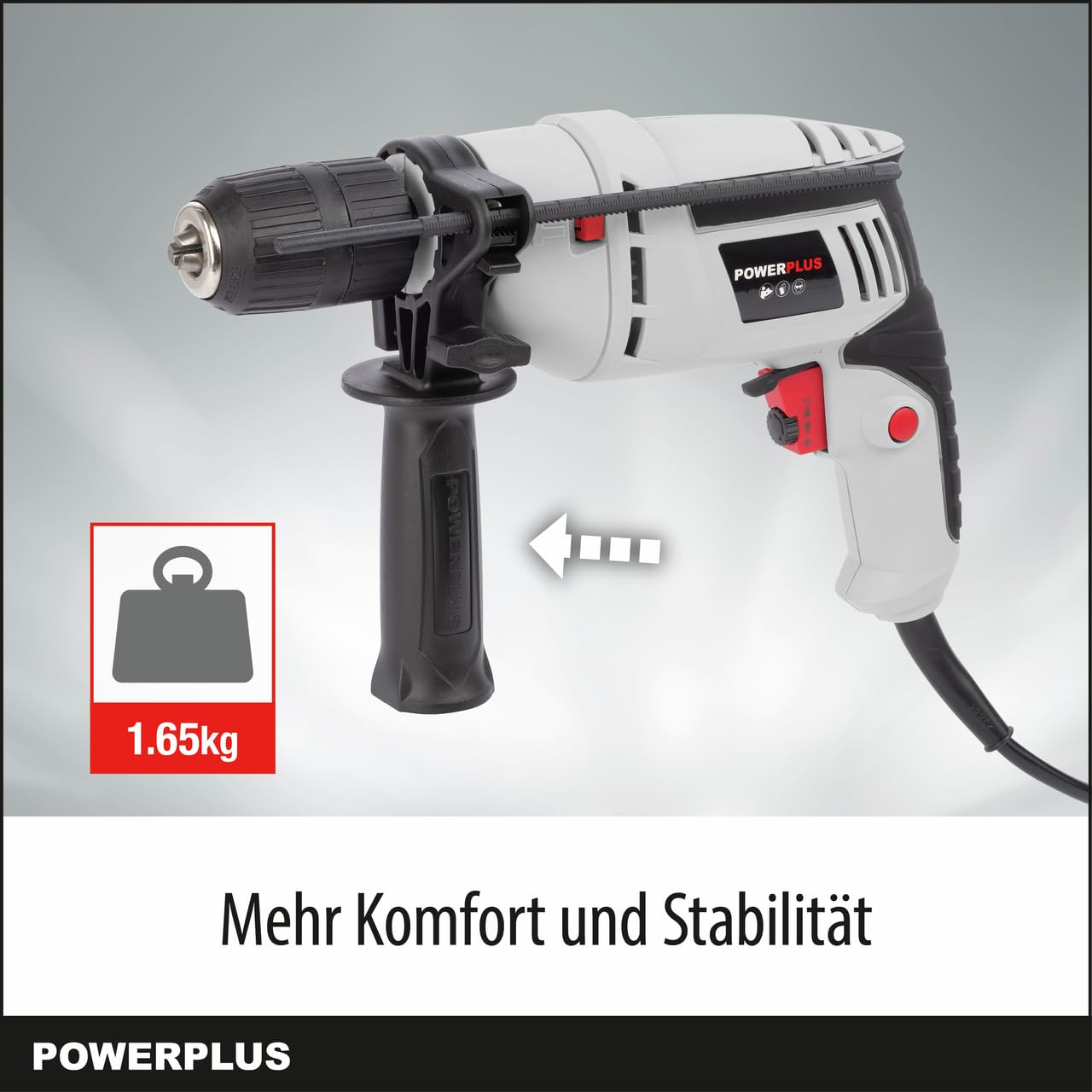 POWER plus Powerplus Elektro-Schlagbohrmaschine POWC10200-2 in 1: (Schlag-) Bohren, 600 W Bohrmaschine, Links-Rechts-Schalter für Schrauben