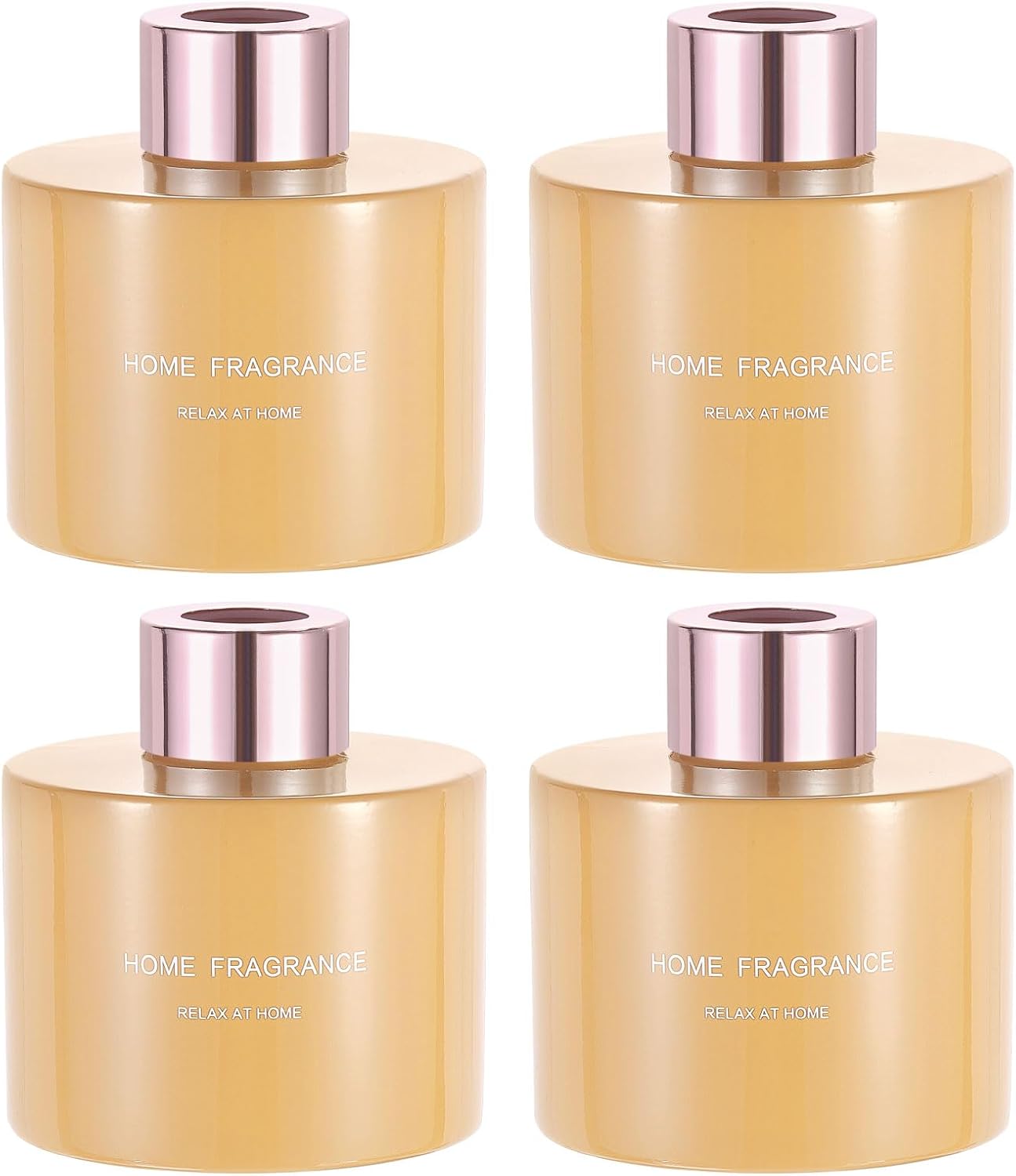 HARFINGTON 4pcs Empty Glass Diffuser Bottle 140ml/4.7oz Refillable Fragrance Accessories Aromatherapy Jar Container for Replacement Reed Diffuser DIY Home Bathroom Blue with Gold Tone Cap