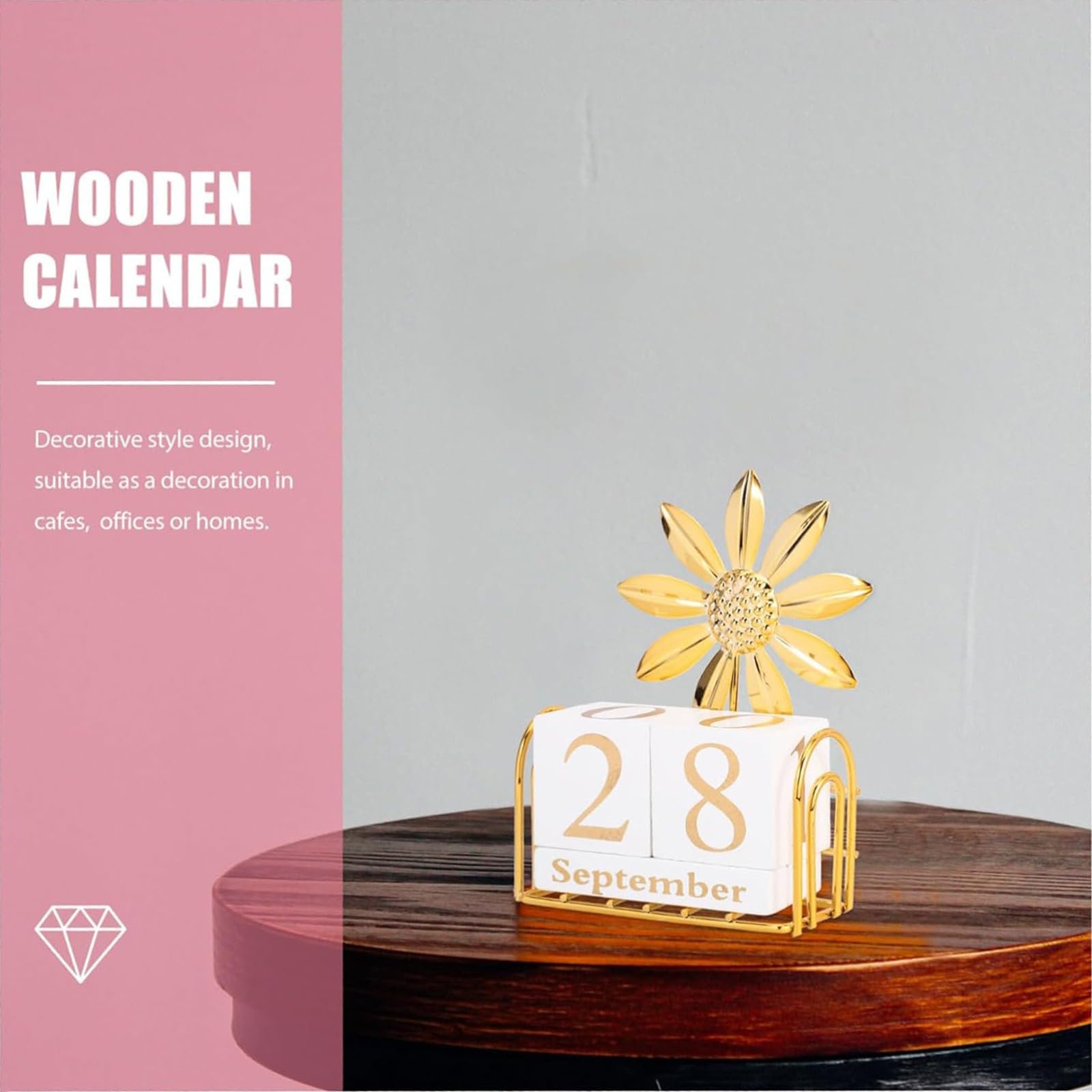Calendari perpetui, Calendario creativo in legno, calendario da scrivania in ferro, decorazione da scrivania, ornamenti per il conto alla rovescia delle feste del calendario perpetuo(Size:4pcs)