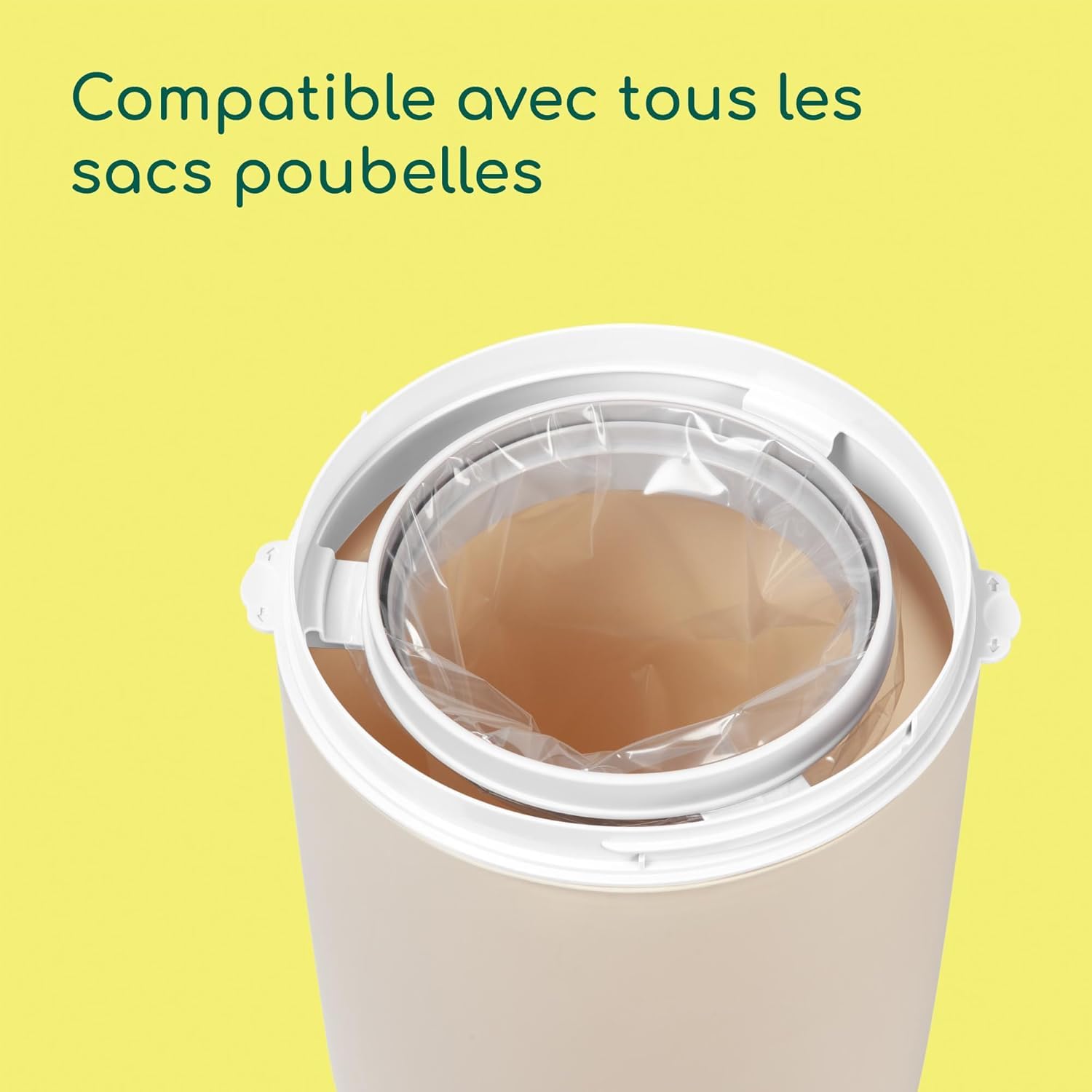 Bebeconfort Poubelle à couches anti-odeur taille M, Couvercle anti-odeur, Compatible avec tout sac poubelle, Peut contenir jusqu'à 20 couches, Utilisation à une main, Facile à nettoyer, Sand