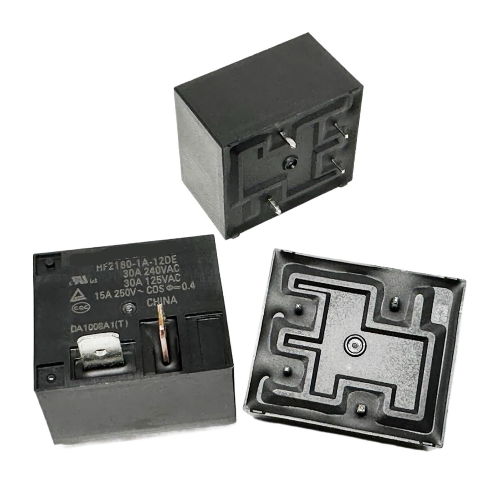 Relé HF2160-1A-12DE de 4 pines con capacidad de 30A y voltaje de 12V 3