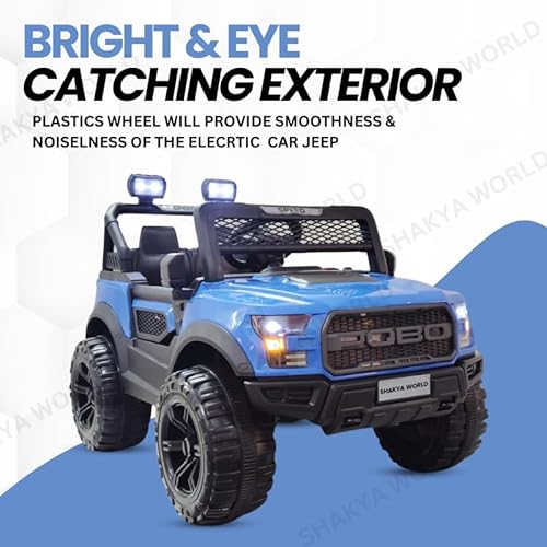 SHAKYA WORLD POBO Battery Operated Jeep for Kids Ride on with Music & Light Electric Car Jeep, Blue - Image 5
