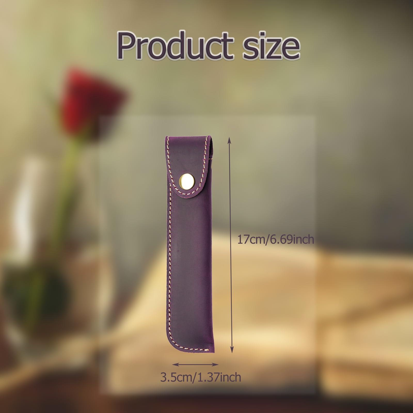 Kaizuca Leather Pen Case Holder, Protective Pen Case, Fountain Pen Holder Case, with Metal Button, Genuine Leather Handmade - Image 2