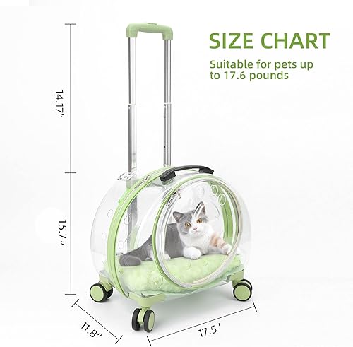 Miniatura 2 de Mochila transportadora de mascotas transparente y totalmente transpirable con ruedas para perros, gatos, loros o conejos, múltiples opciones de