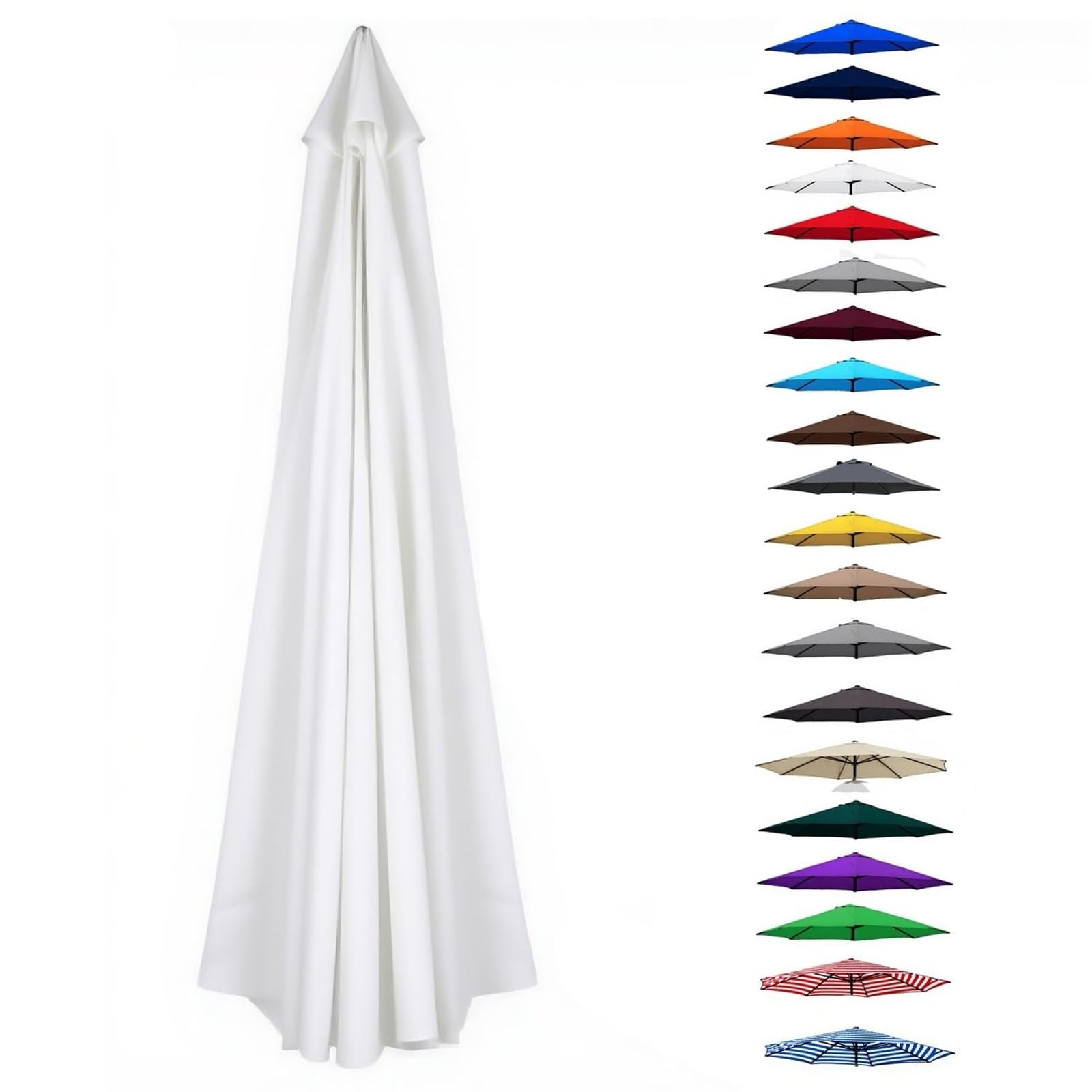 UV30+ Waterproof Garden Parasol Umbrella 2.0-4.0M – Outdoor Sun Shade Canopy For Patio Beach Pool Lawn & Deck – 6/8 Rib Design(White,(6Rib) 2.8m/9.1ft)