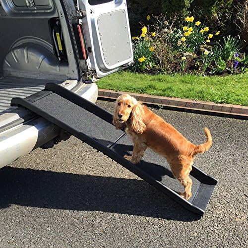 Fogcroll 61" Dog Ramp for Car 4-Fold Folding Large Dog Ladder Pet Cat Dog Steps Ramp,Grid