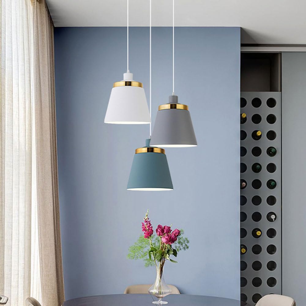 Lampa wisząca - Aluminiowy żyrandol LED w wiejskim stylu, geometryczny kształt, regulowany, idealny do restauracji, sypialni, wyspy kuchennej lub stolika nocnego. Abażur