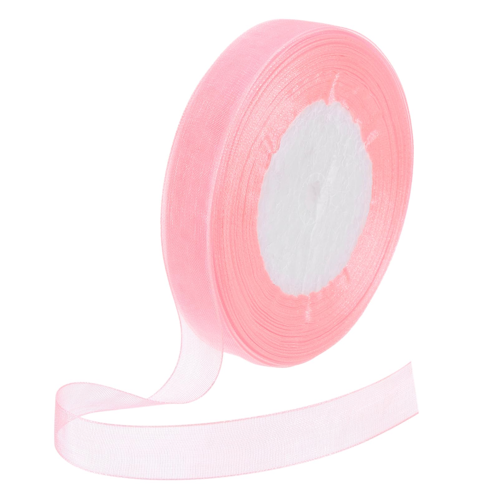 DMiotech 50 Yards Organza Ribbon 1/2 Inch Cherry Pink Chiffon Ribbon Shimmer Sheer Gift Wrapping Ribbons for Flower Bouquets Wedding Birthday DIY Decoration