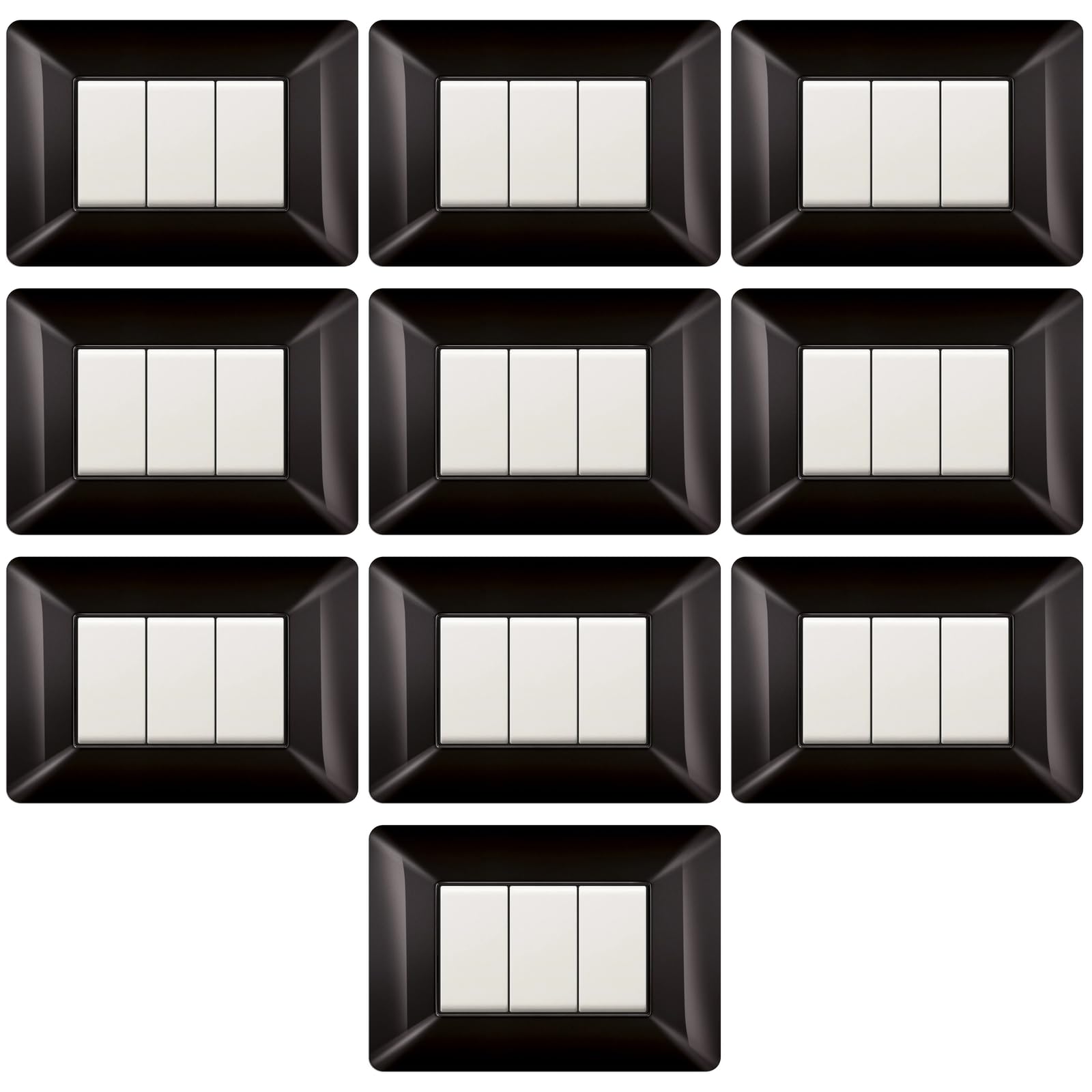 Plaques plastique haute qualité compatibles BTicino Matix 3 places noir