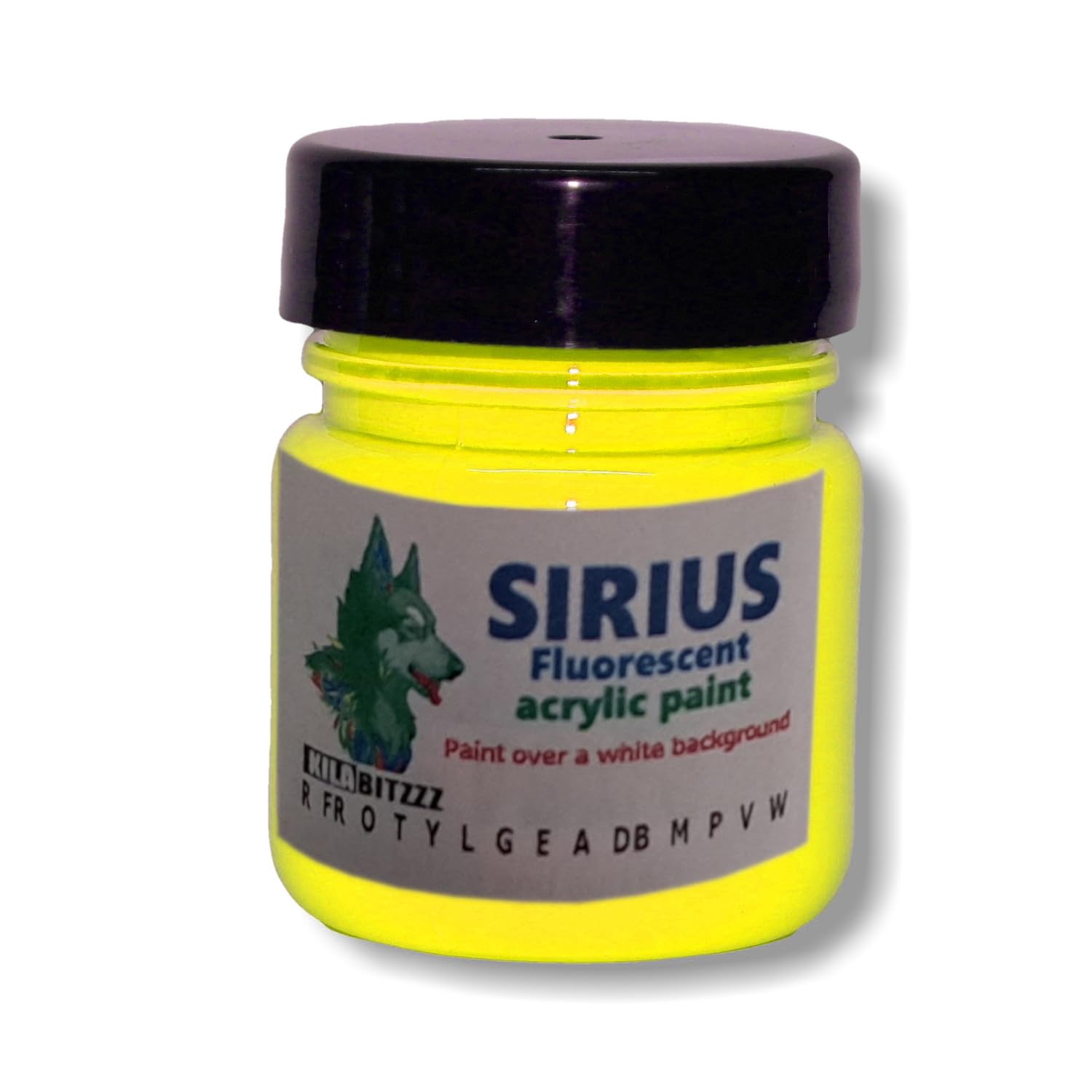 ZUPERPAINT Sirius fluorescent glow acrylic premium paint. Select from 14 cololurs (Yellow, 30ml)