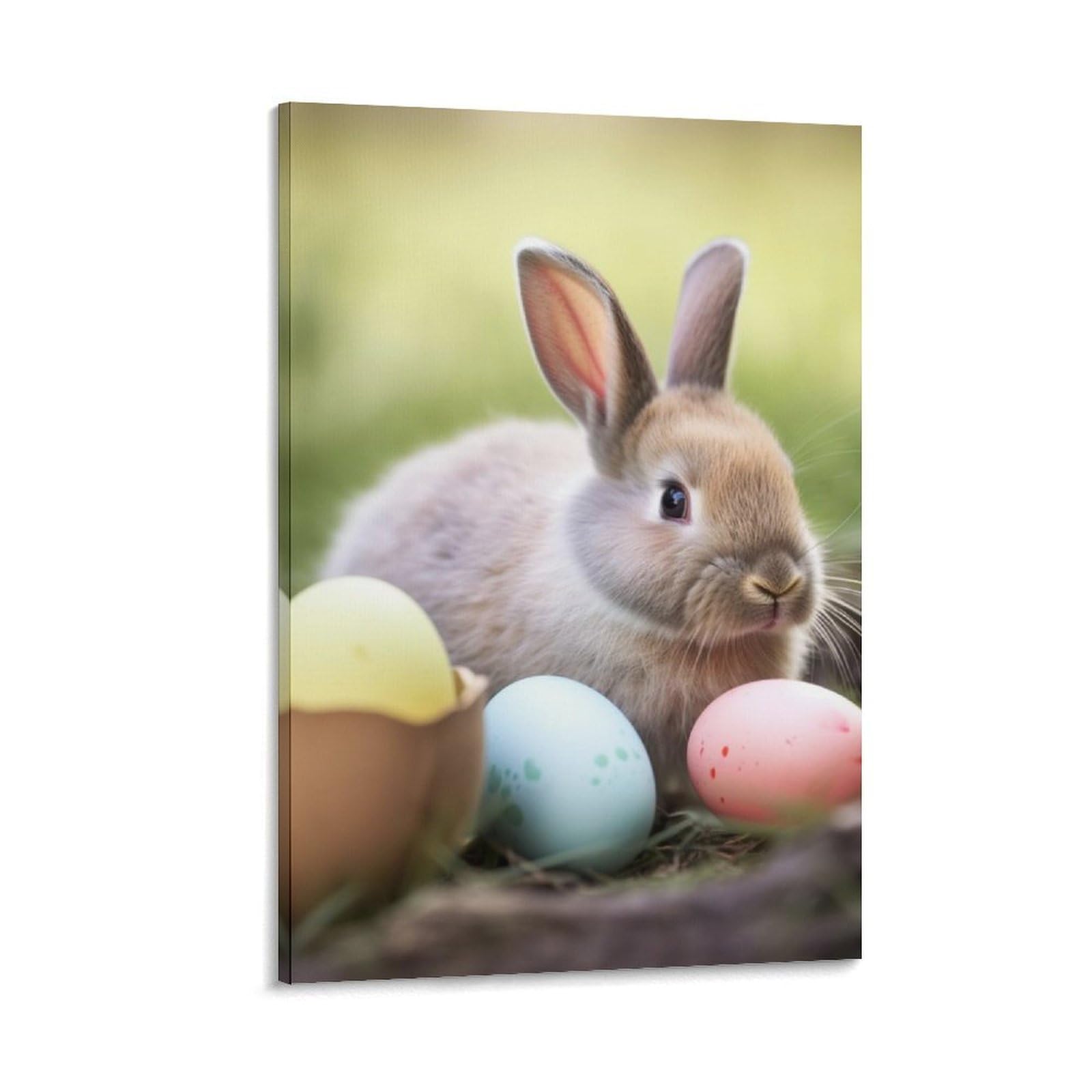 Canvas Wall Art for Living Room 16"x24" Modern Artwork Painting Pictures Hanging Canvas Prints Rabbits Eggs Aesthetic Wall Art for Bedroom Bathroom Office Wall Art Print Decor Rabbits Eggs Canvas Wal