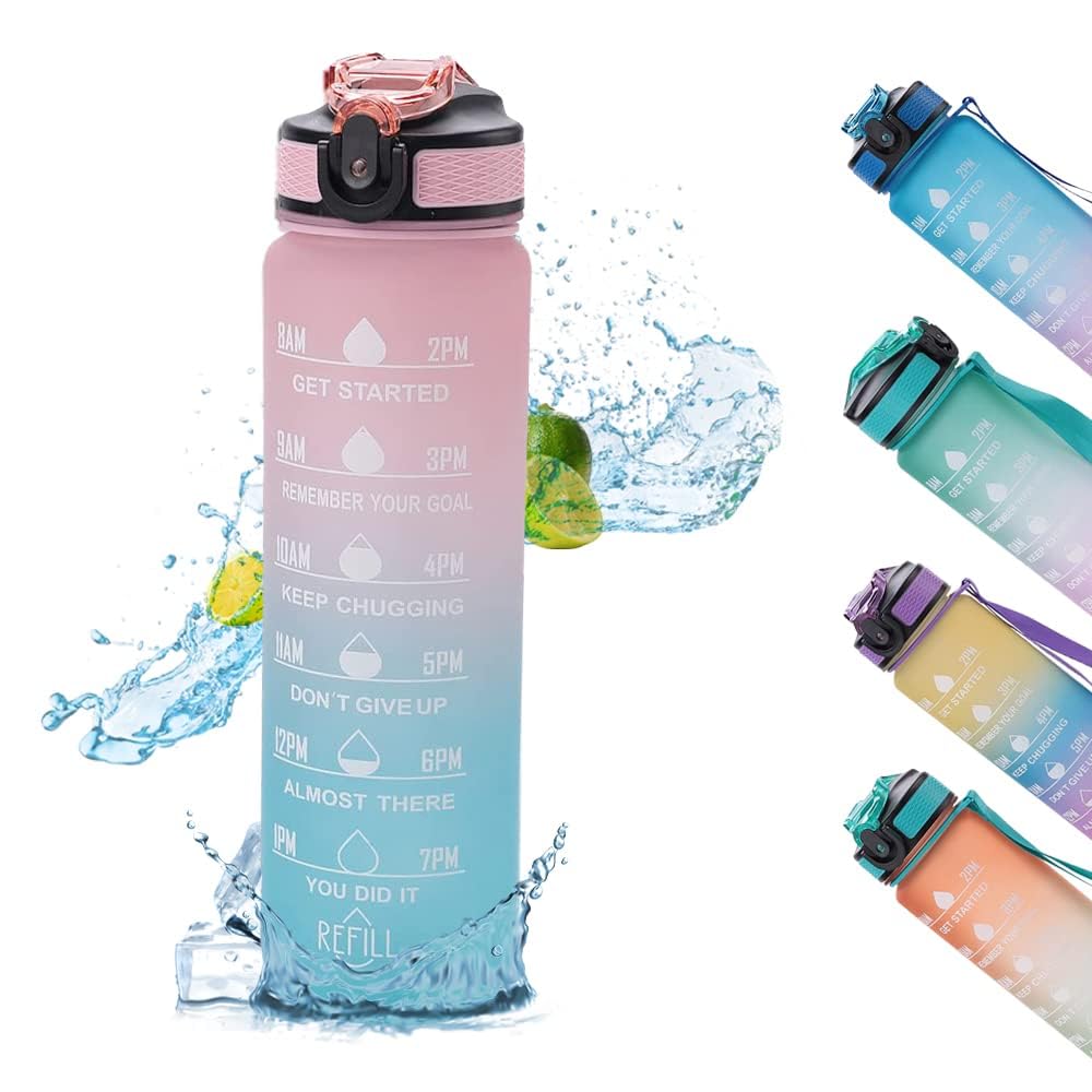 Motivational Water Bottle with Time Marker Sipper Water Bottle for Kids Adults with Straw for Gym Home Office