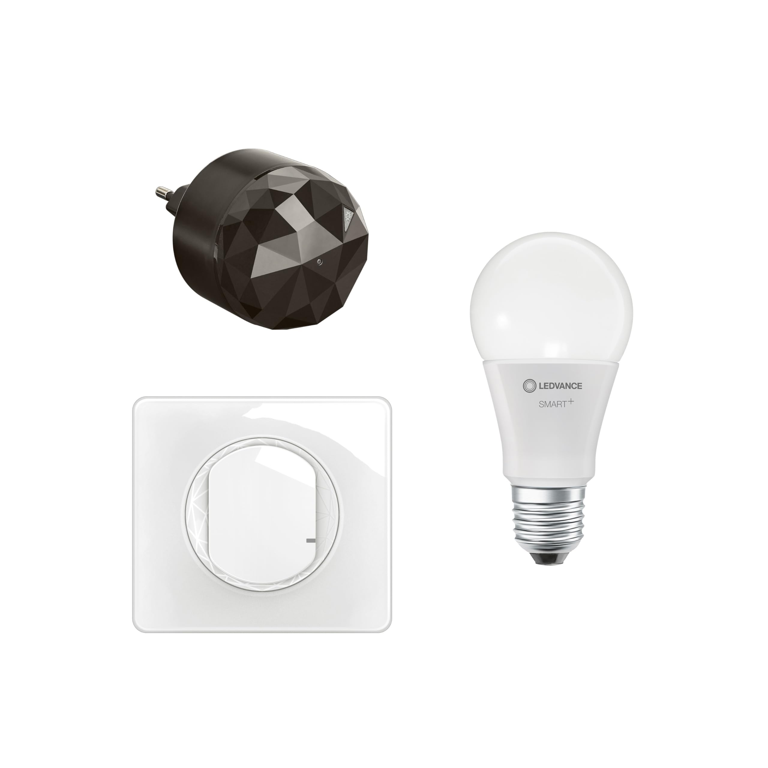 Pack démarrage éclairage connecté Legrand Céliane Netatmo interrupteur sans fil ampoule E27 blanc