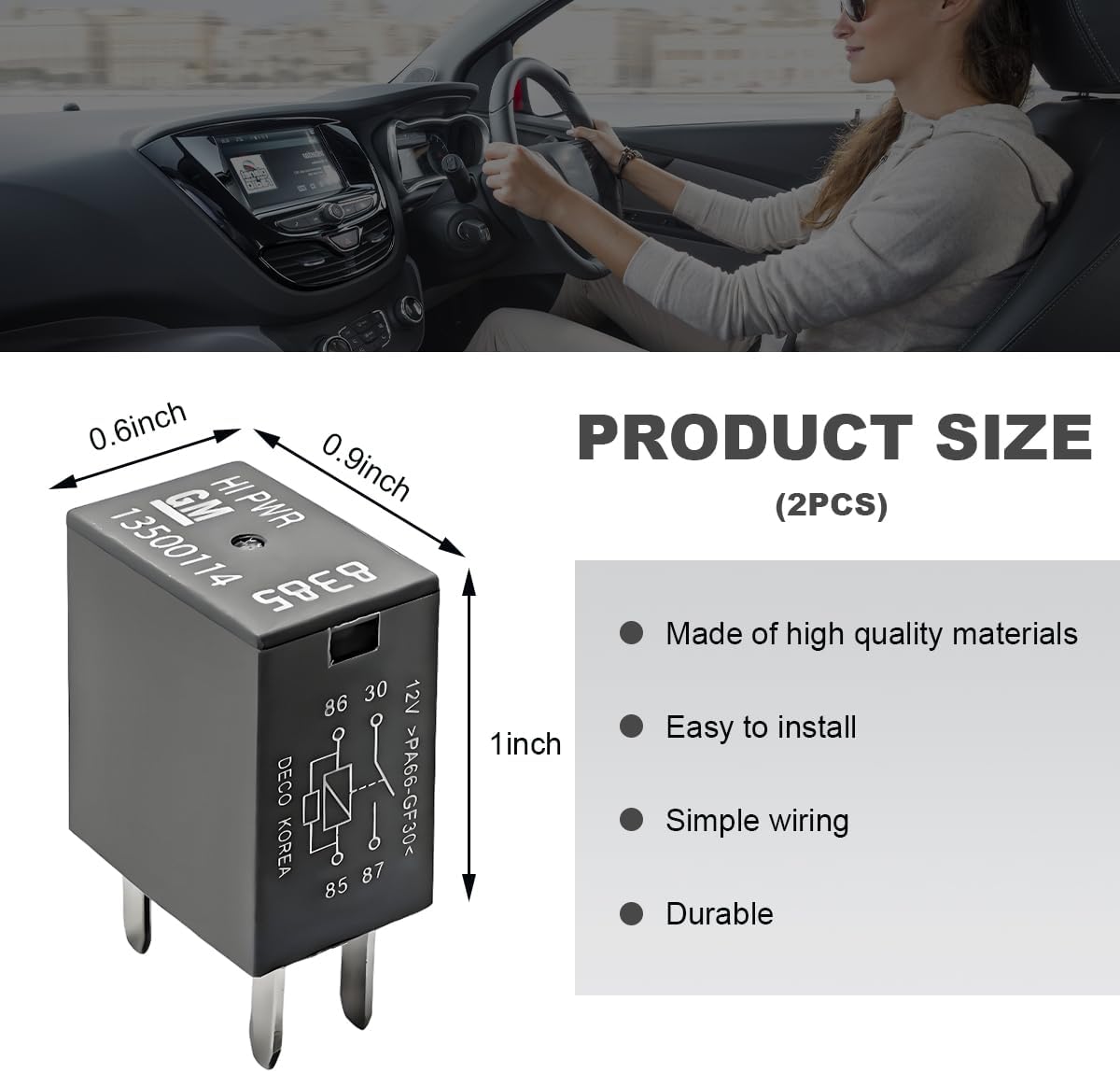 2 PCS Car Air Conditioning Relay, 12VDC 40A 13500114/8385 Multi Purpose Quick Connect AC Relays, High Power 4-Pin Air Conditioning Fan Relay Compatible with Most Vehicles