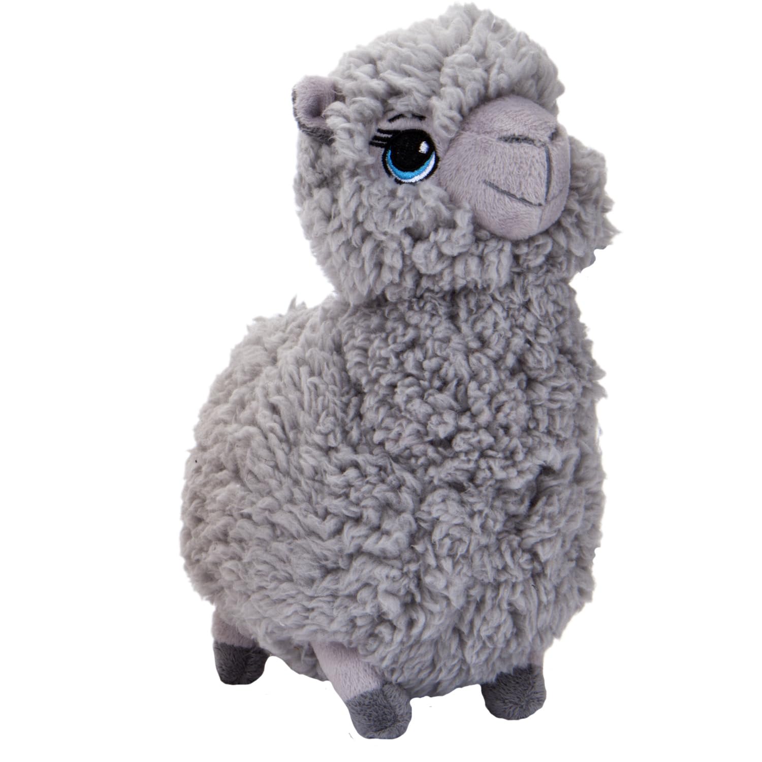 VFM - Alpaca Soft Toy - Faux Fur - Alpaca Plush - Embroidered Eyes - Llama Toy 25cm Grey