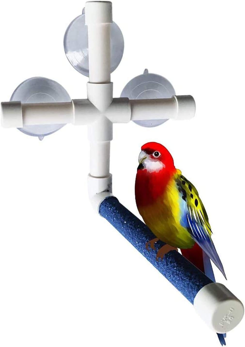 Bird Bath Perch Stand with 3-Suction Cup,Parrot Window Shower Rack Toy for Parakeet Lovebirds Macaw Cockatiel Cockatoo African Grey Conure
