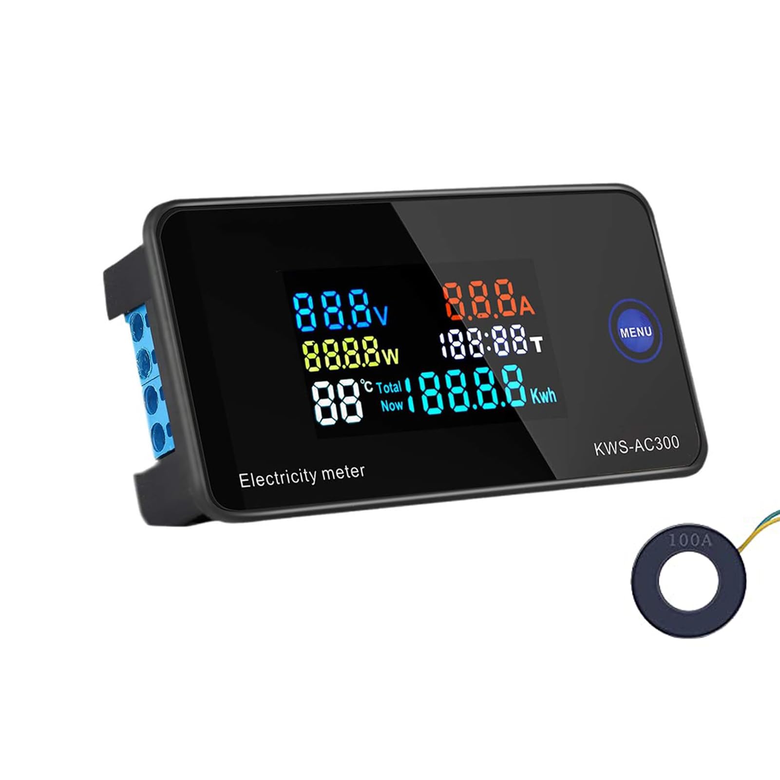 Serplex® 7 in 1 Energy Meter Current Ampere Voltage Monitoring Device with LCD Display with AC 50-300V 100A Watt Meter for Active Power Factor, Digital Watt, Power Consumption Meter (B0CJ4VLFVX) Amazon Price History, Amazon Price Tracker