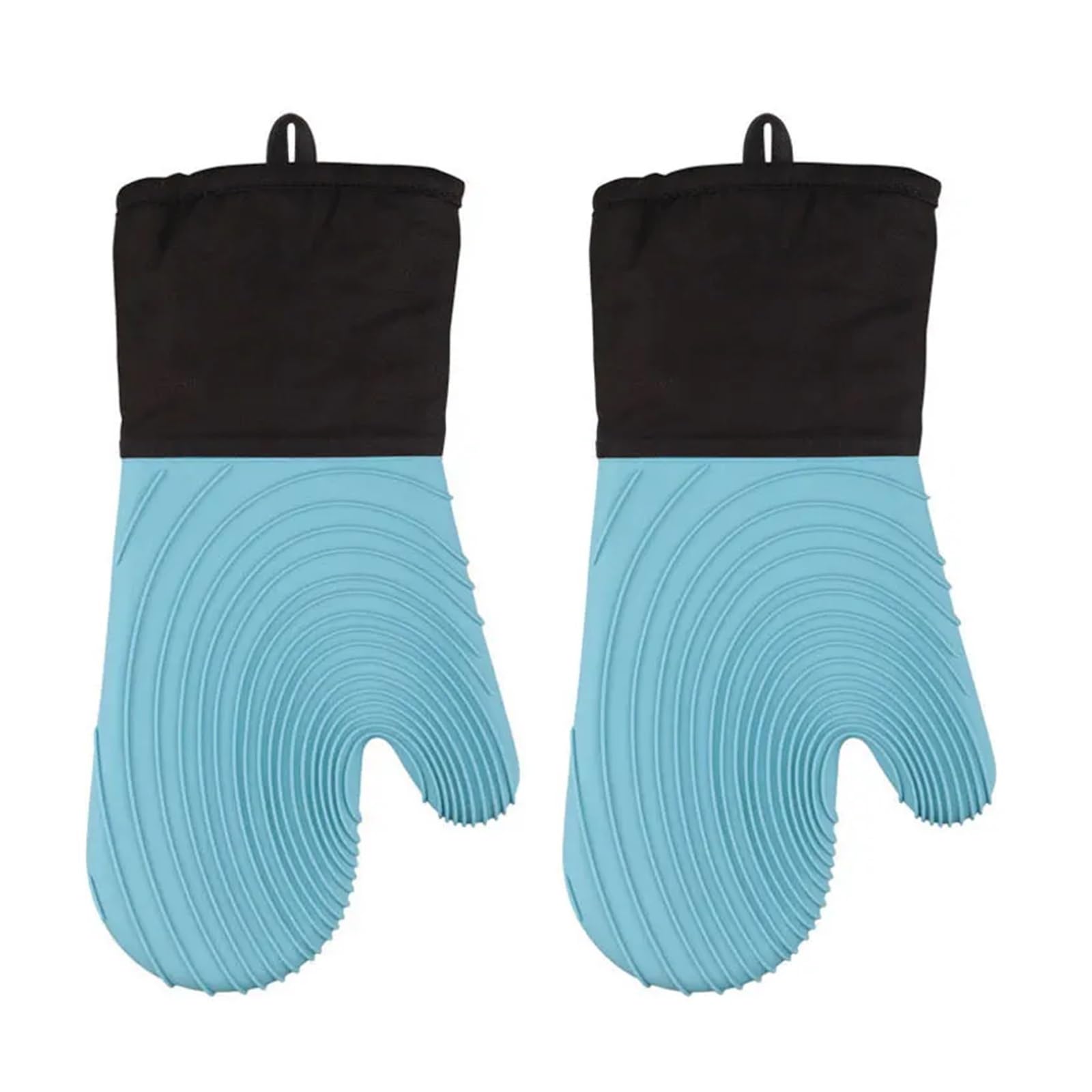Manoplas Horno Juego de Manoplas Silicona Antideslizantes for Horno, con Forro poliéster, Impermeables, largas, Flexibles y Gruesas for cocinar en la Cocina(Blue)