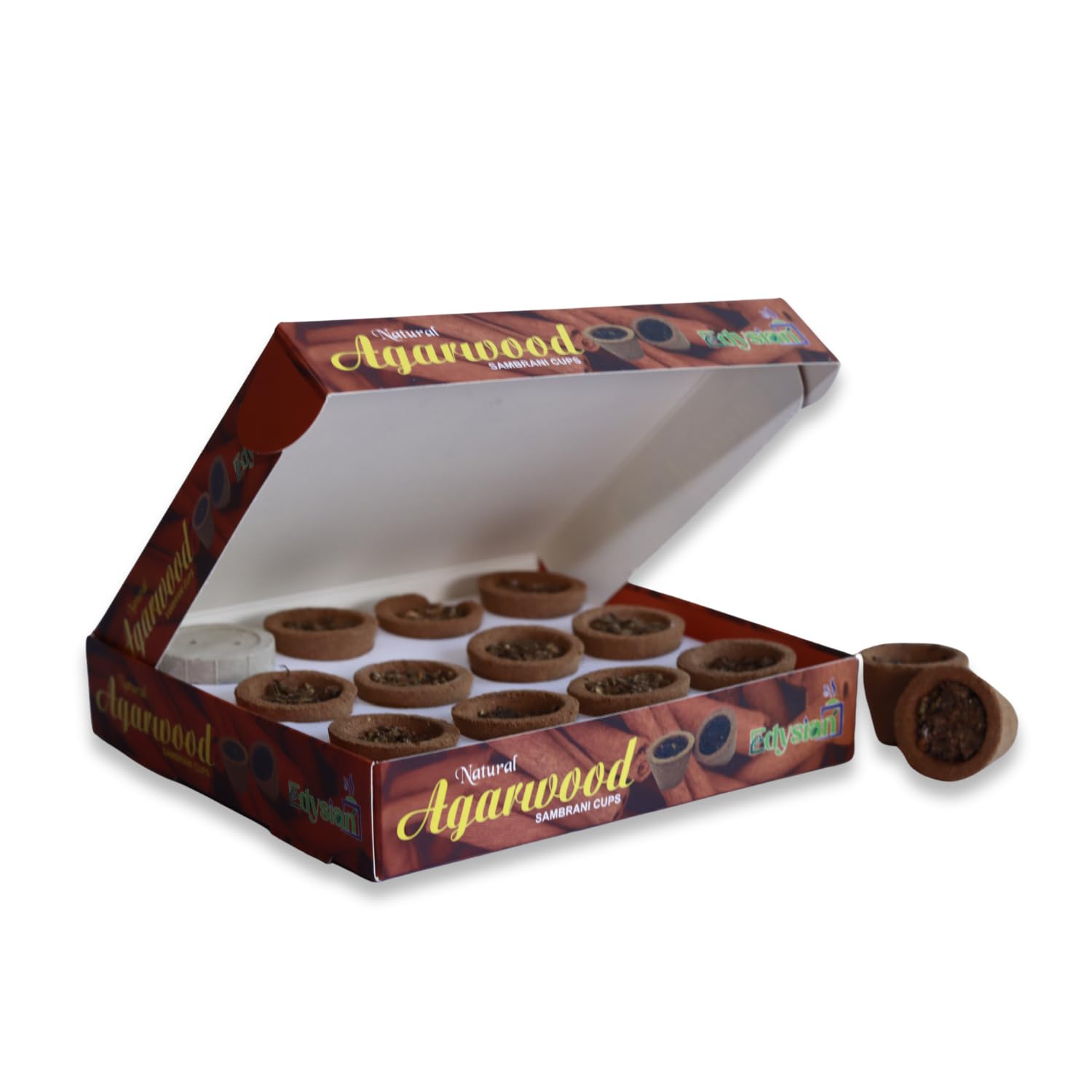 Agarwood Sambrani Dhoop Cups | Cow Dung and Agarwood Dhoop -12Cups/Pack & 1 Burner Plate | Havan Cups for Pooja | for Homes, Offices | Suitable for Meditation & Spiritual (Pack of 6, 72 Cups)-picture-20
