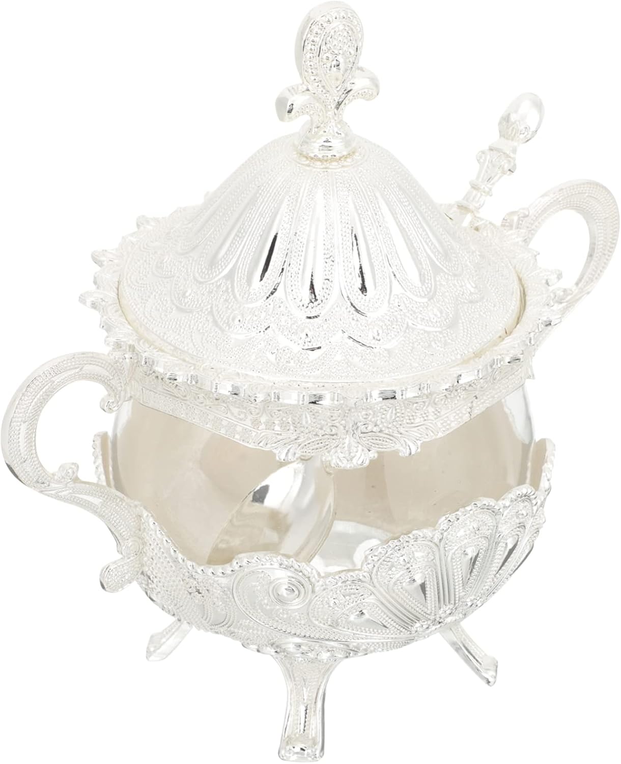 Sugar Bowl Salt Cellar with Lid Dry Food Storage Jars Condiment Storage Holder Sugar Cube Bowl Pepper Container with Lid Turkish Sugar Container Condiment Pots Glass Turkey Fashion
