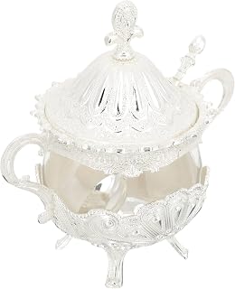 Sugar Bowl Salt Cellar with Lid Dry Food Storage Jars Condiment Storage Holder Sugar Cube Bowl Pepper Container with Lid Turkish Sugar Container Condiment Pots Glass Turkey Fashion
