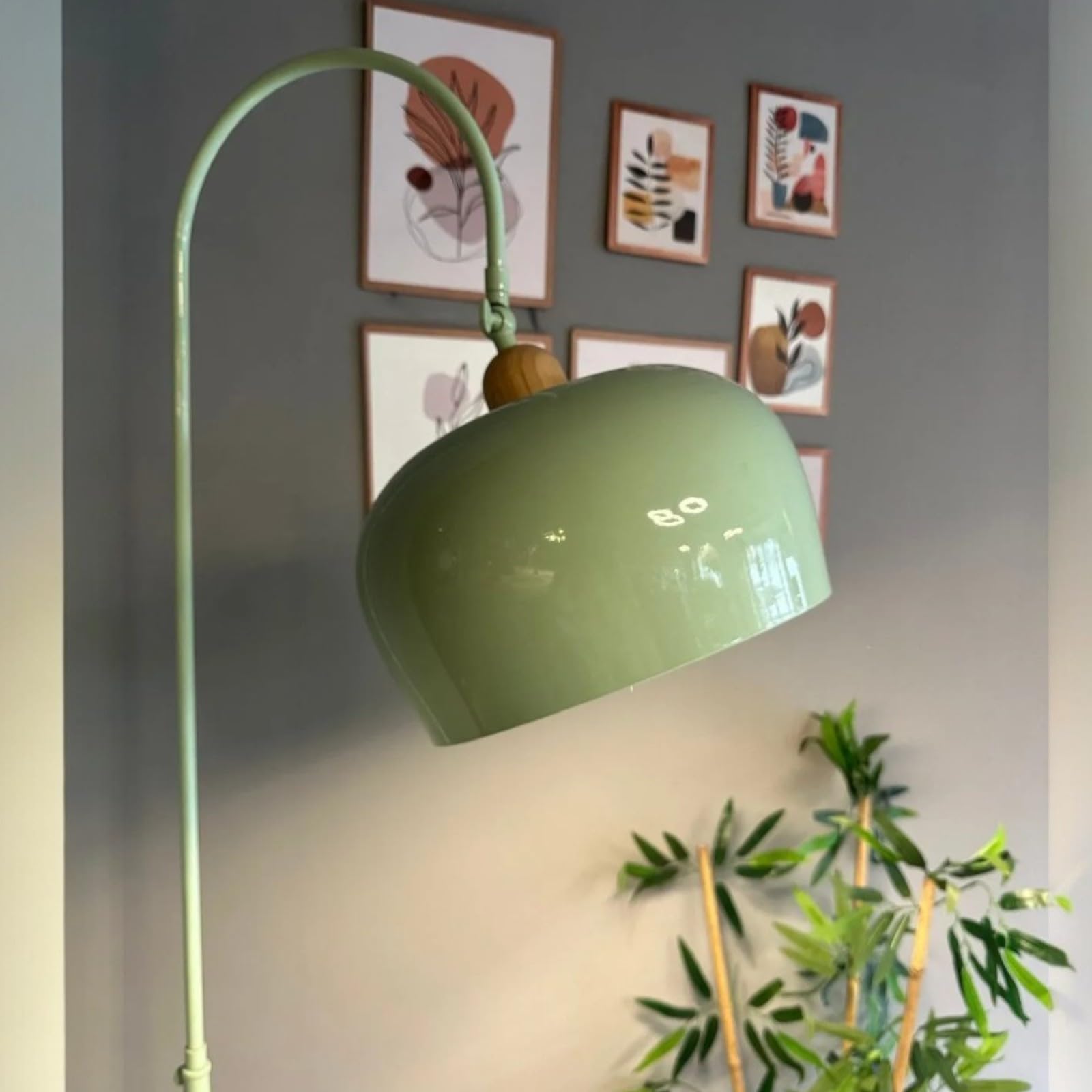 bamyum Gorkiede Lampada da Terra in Metallo per Soggiorno, Camera da Letto, Camera dei Bambini con Attacco E27, Larghezza 27 cm, Paralume Regolabile Verde Menta