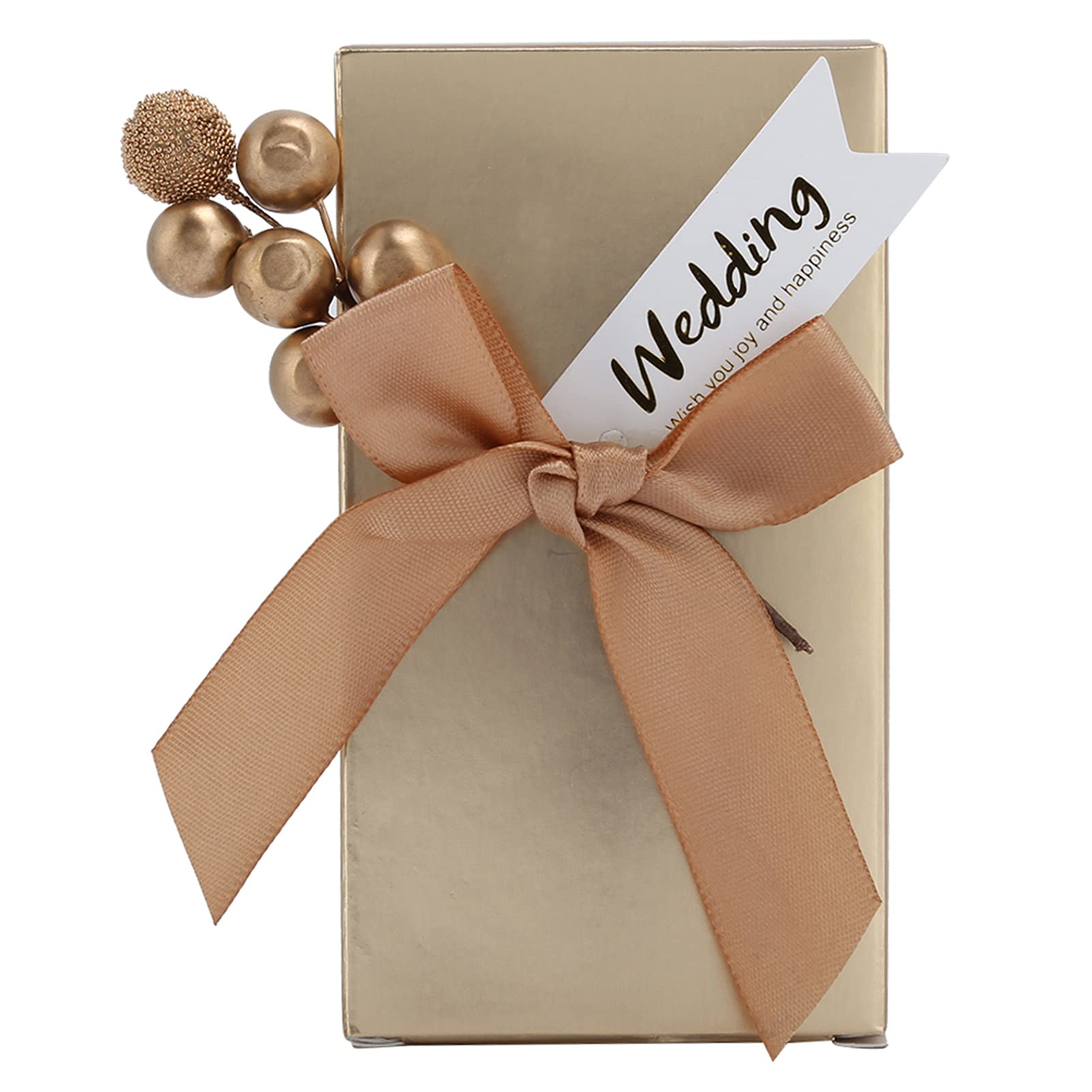 50 Uds Caja de Dulces de Recuerdo de Boda Caja de Dulces Kraft Portátil Regalo de Boda Caja de Recuerdos con Lazo de Caramelo