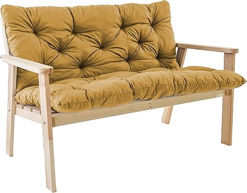 Cojín de banco para interiores y exteriores con respaldo, cojín de repuesto para columpio con lazos, alfombrilla de columpio gruesa para banco de