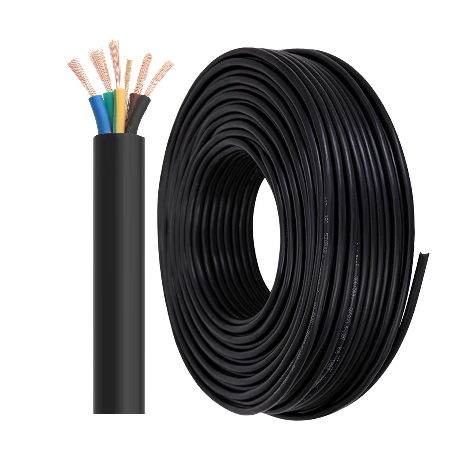 Cable OFC flexible 300V trenzado de 5 conductores y 30ft 8