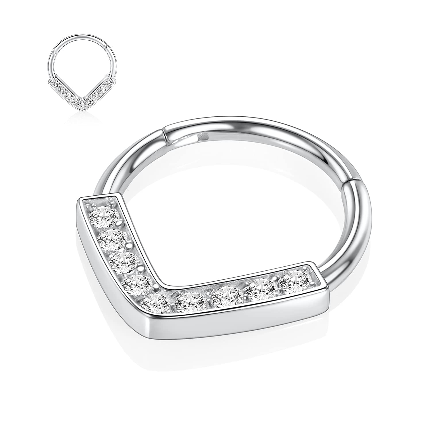 hengkaixuan Teardrop Daith Earrings Septum Jewellery Nose Hoop Ring Surgical Steel Daith Rook Tragus Piercing Jewellery Septum Clicker Ring Small Hoop Earring — view 3