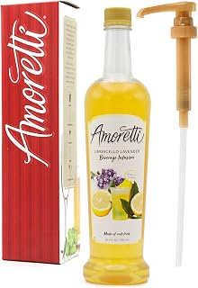 Amoretti - Limoncello Lavender Beverage Infusion, 94 Servings Per Bottle (750 ml) - Drink Mix & Water Enhancer with Pump for Flavoring Cocktails, Waters, Teas, and other Beverages, Preservative Free