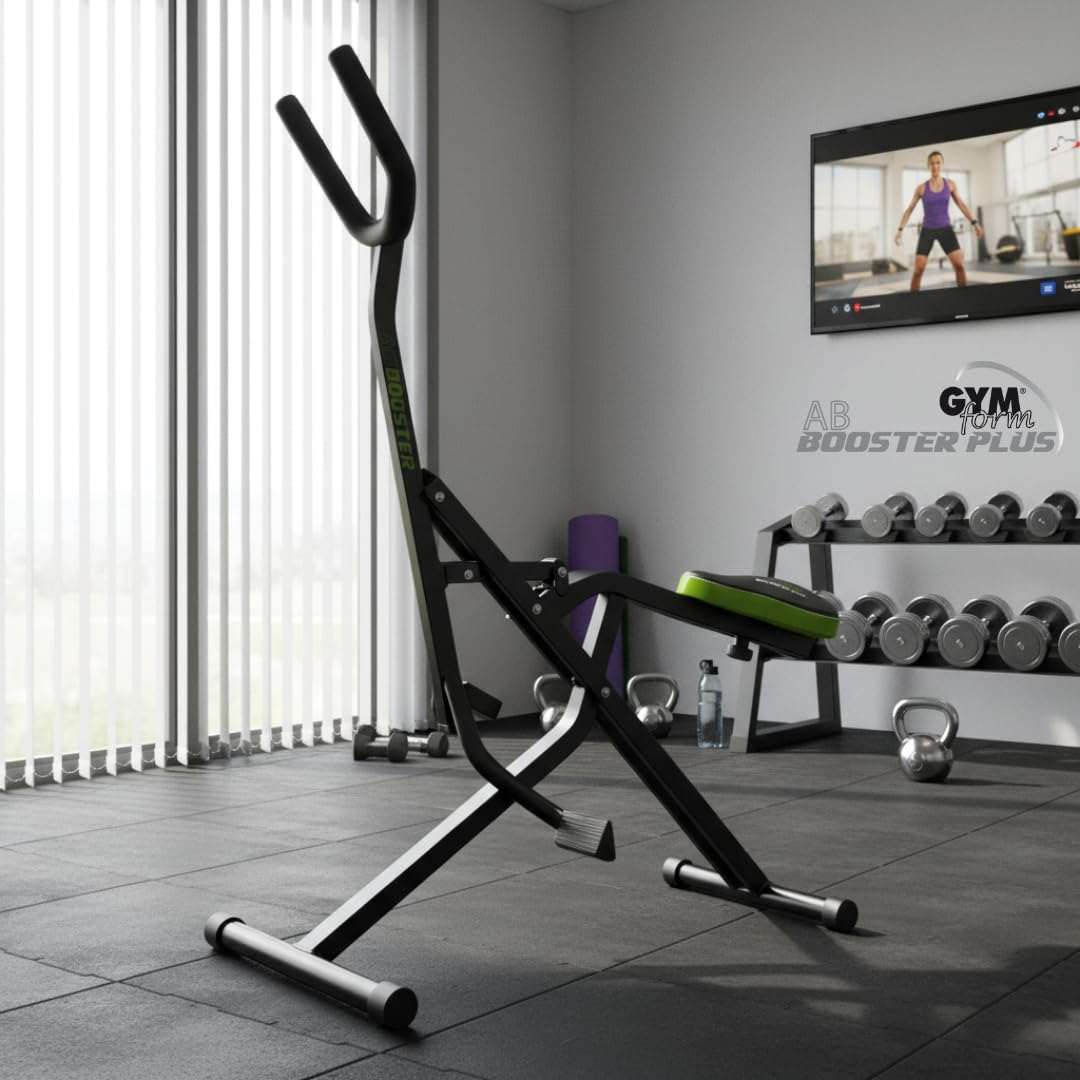 GYMFORM Ab Booster Plus + Sauna Slimmer, maszyna do budowania mięśni, pełny sprzęt treningowy, wielofunkcyjne ćwiczenia aerobowe i tonowanie, komputer + pas redukujący efekt sauny