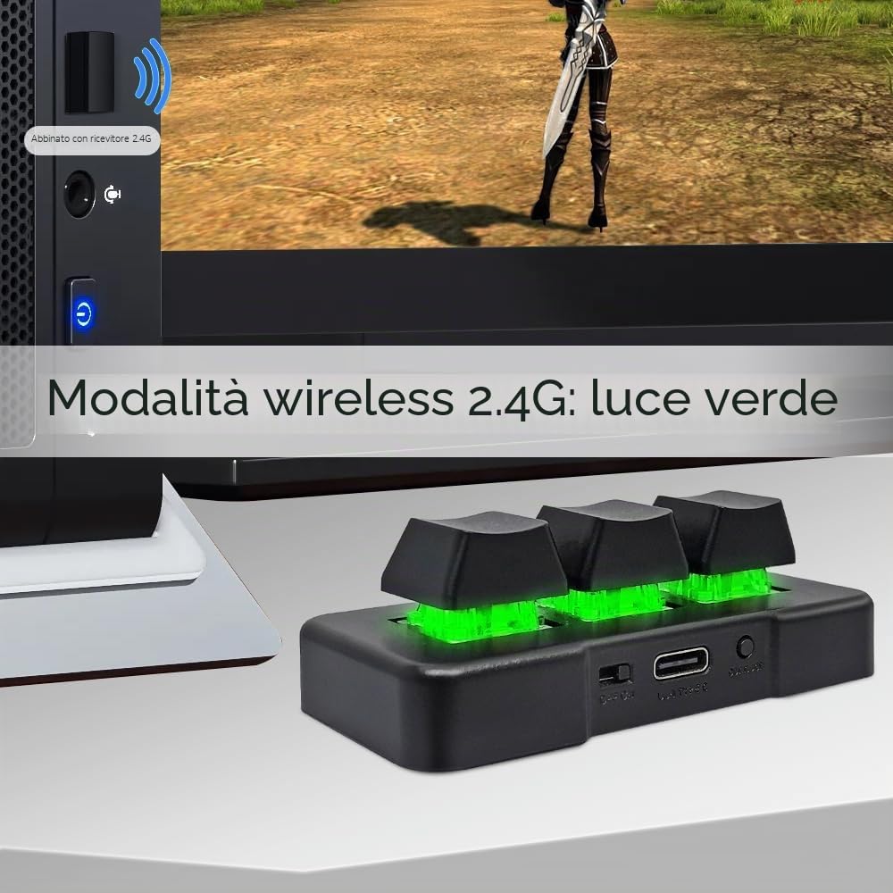 Mini tastiera a 3 tasti 2.4 G wireless 2 in 1 tastiera meccanica da gioco Hot Key Customized Programma con LED RGB per Gaming OSU Ufficio Lavoro