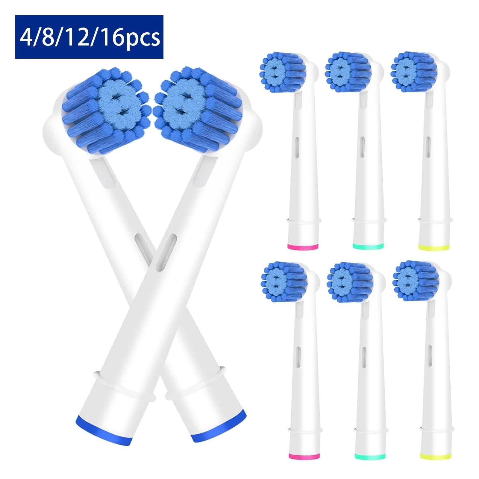 Aufsteckbursten, kompatibel mit [O-B], Vitality Pro 500 Pro 1000 | Genius Pro 8000, 9600, X 10000; Pro 1500 2000 3000 4000 5000 6000 7000 8000; weiche Borsten(16pcs)