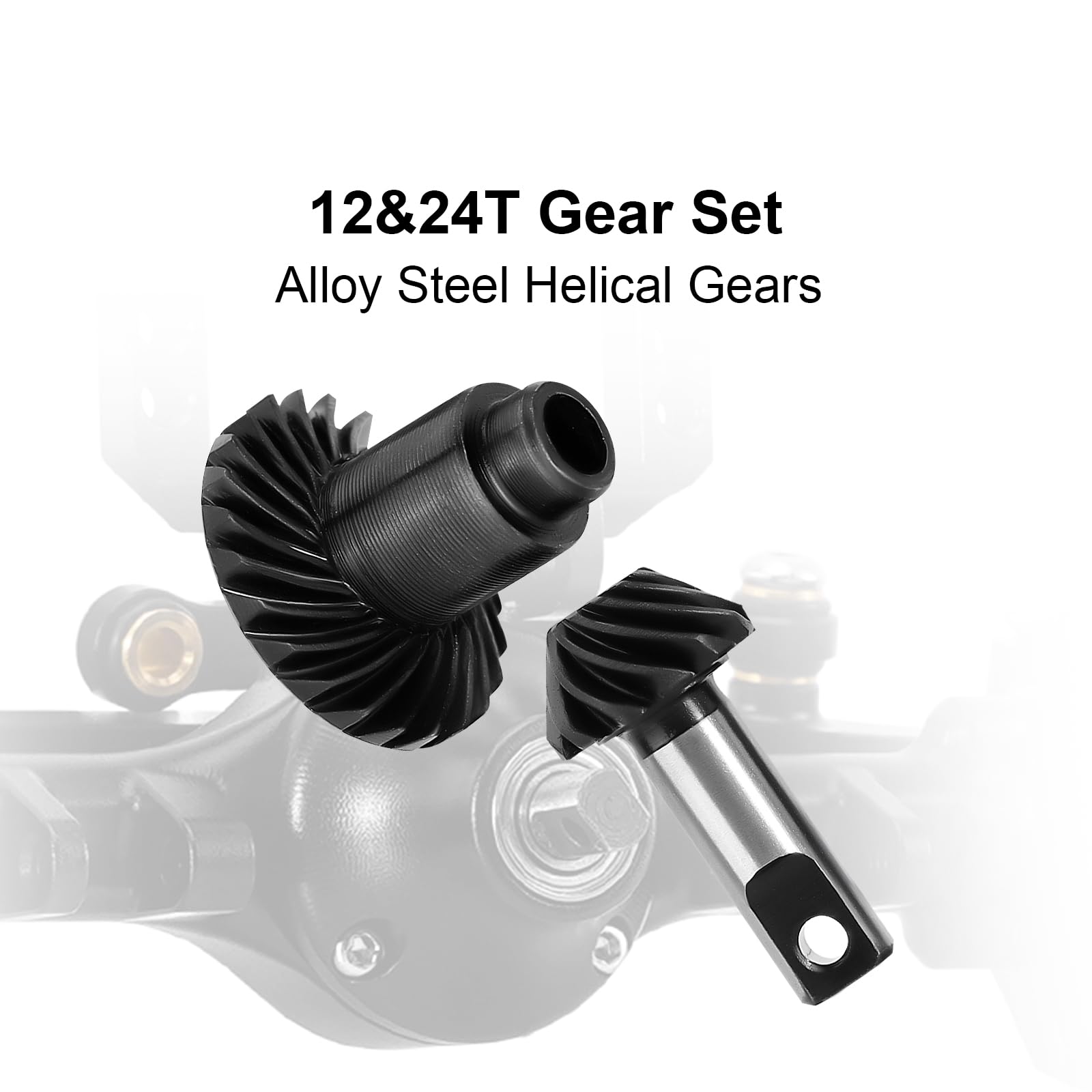 INJORA +4mm Planet Axles with Brass Steering Knuckles for 1/18 TRX4M Upgrade, Black, 122mm - Image 4