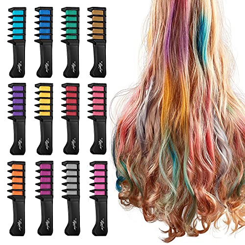 Maydear Hair Chalk For Girls Washable Bright Mini Hair Chalk Combs Temporary Hair Color, For Festival Party Cosplay Dress Up Halloween, Christmas New Years Birthday For Girls - 12 Color #TOP28