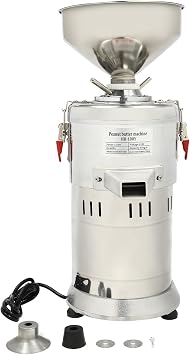 Commercial Peanut Sesame Grinding Machine, 110V 1100W Electric Grain Grinder Stainless Steel Peanut Butter Maker, 33lb/h Commercial Dry Spice Grinder Herb Pulverizer for Peanut, Corn, Sesame